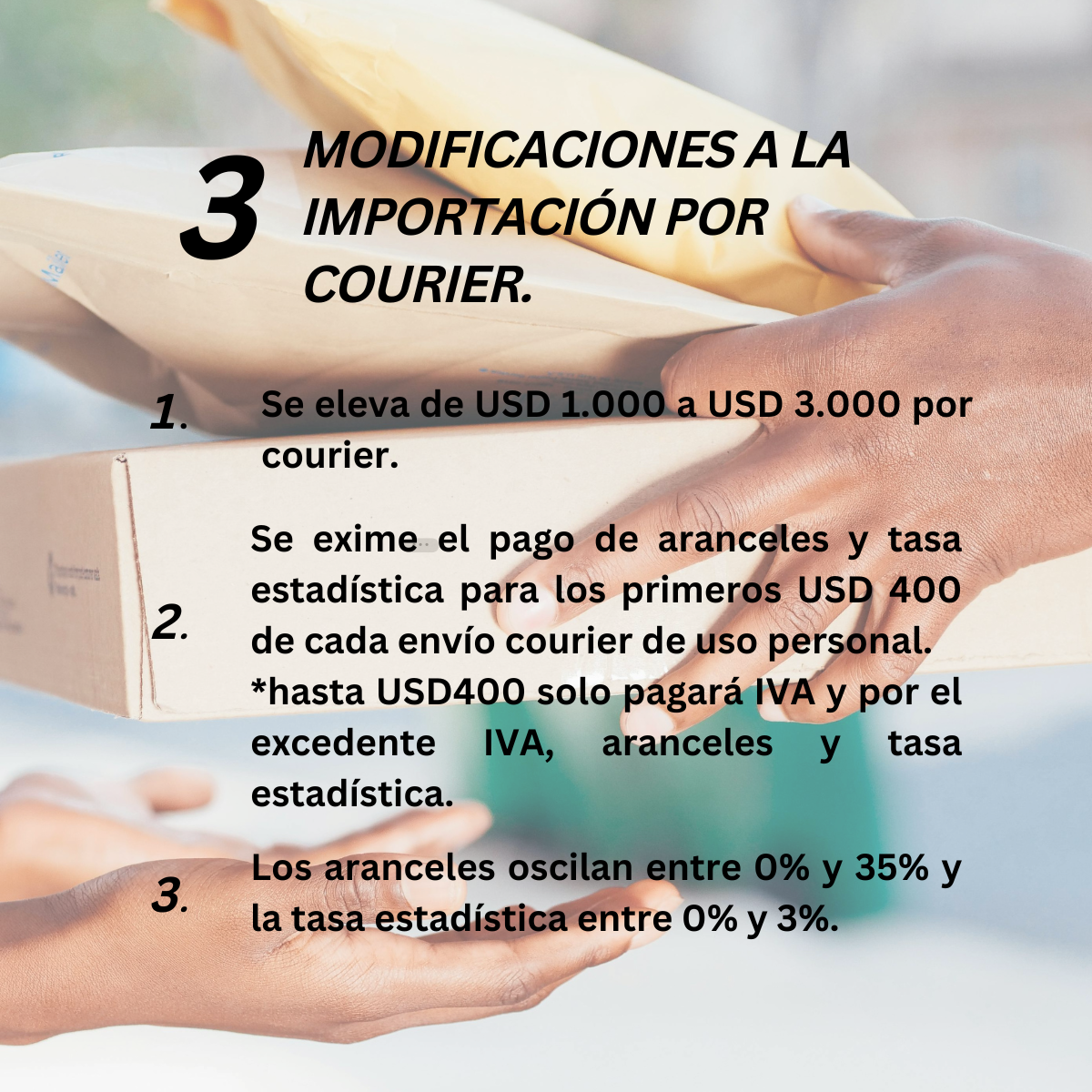 Modificaciones a la importación por Courier.